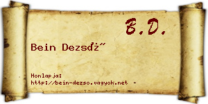 Bein Dezső névjegykártya